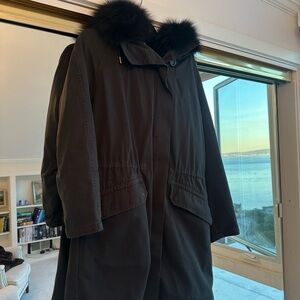 Yves Salomon Army Parka Black XS Rabbit Lining